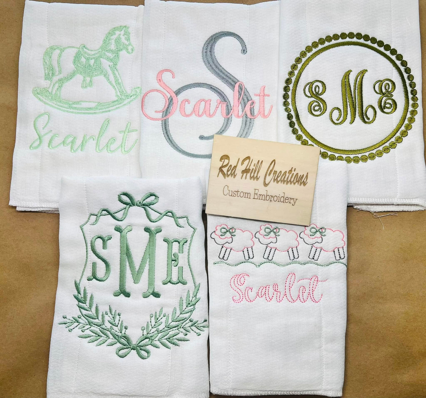 EMBROIDERED BURP CLOTHS