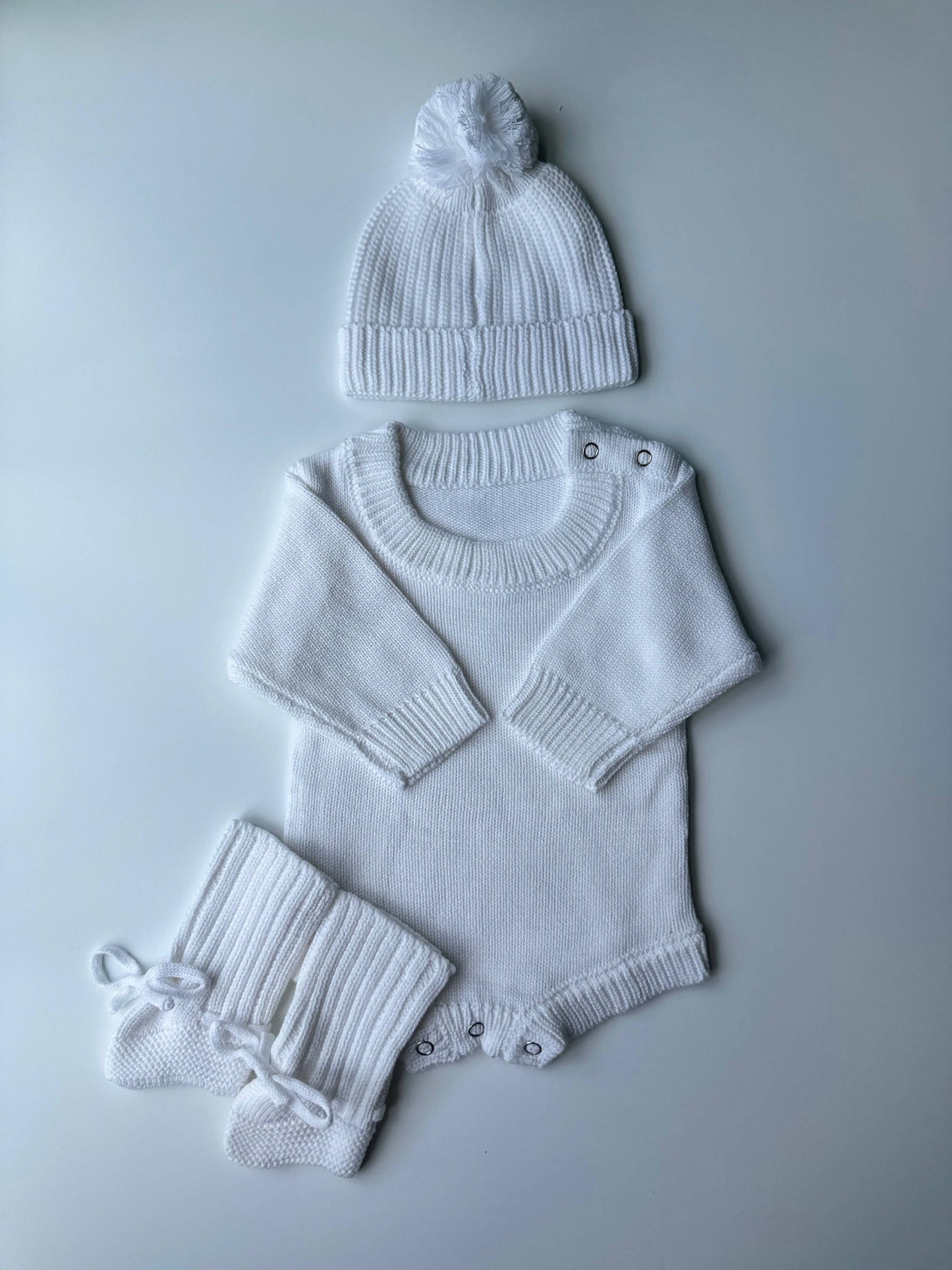 Cotton Baby Sweater, Hat & Booties Set – 0-3 Months