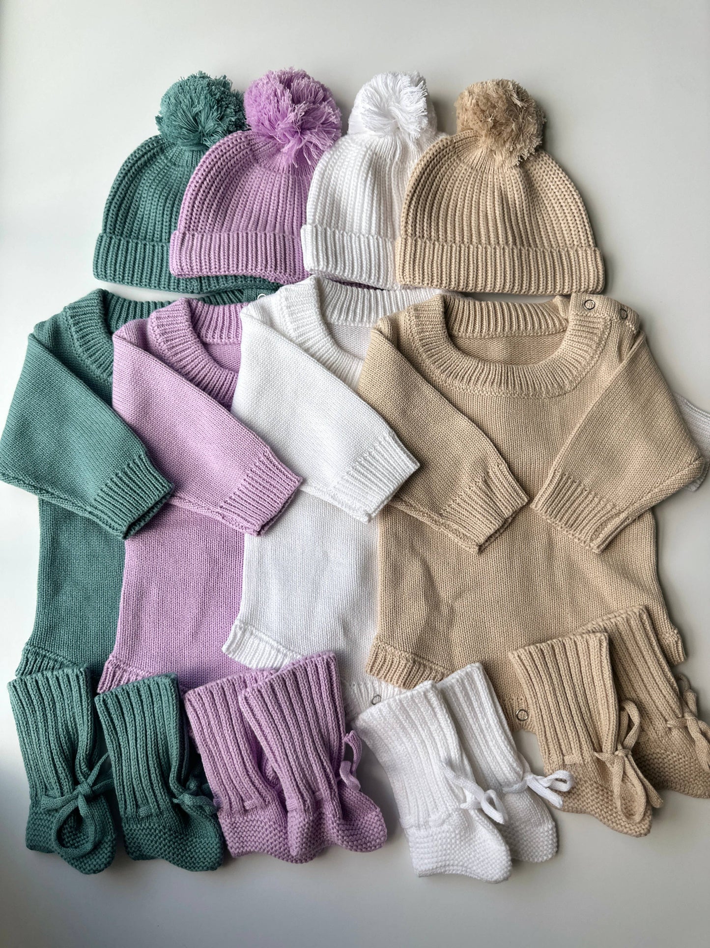 Cotton Baby Sweater, Hat & Booties Set – 0-3 Months