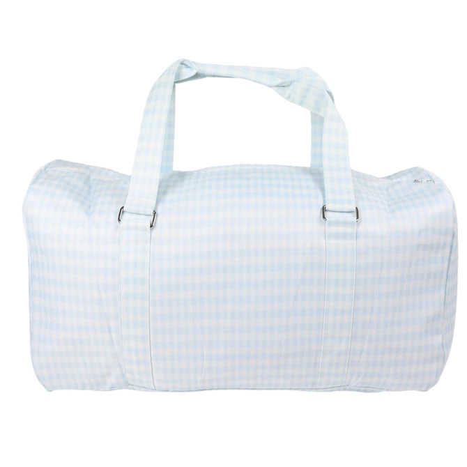 Blue gingham boys duffle embroidered
