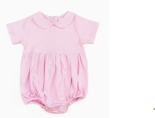 Pink baby bubble Peter Pan collar embroidered